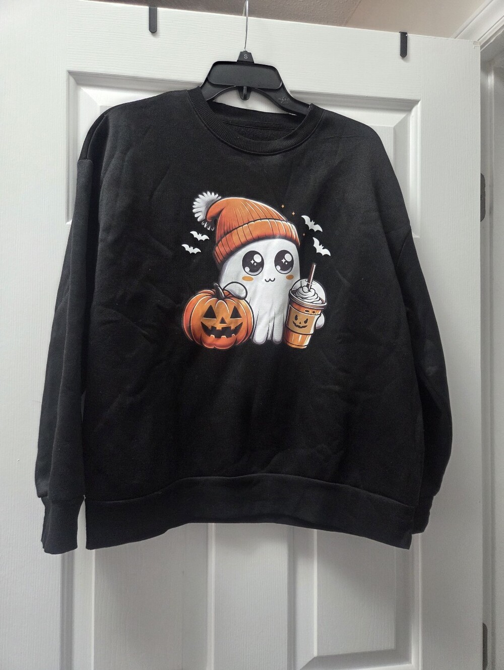 SHEIN Halloween Cute Spooky Ghost Graphic Crewneck Sweatshirt - Size Medium